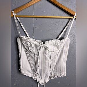 EDIKTED Pinstriped Ruffle Corset Top in size XS.